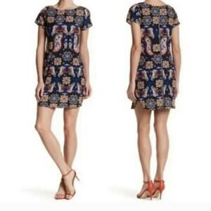 Yumi Kim Elana Shift Dress Mini Crewneck Black Paisley XS New